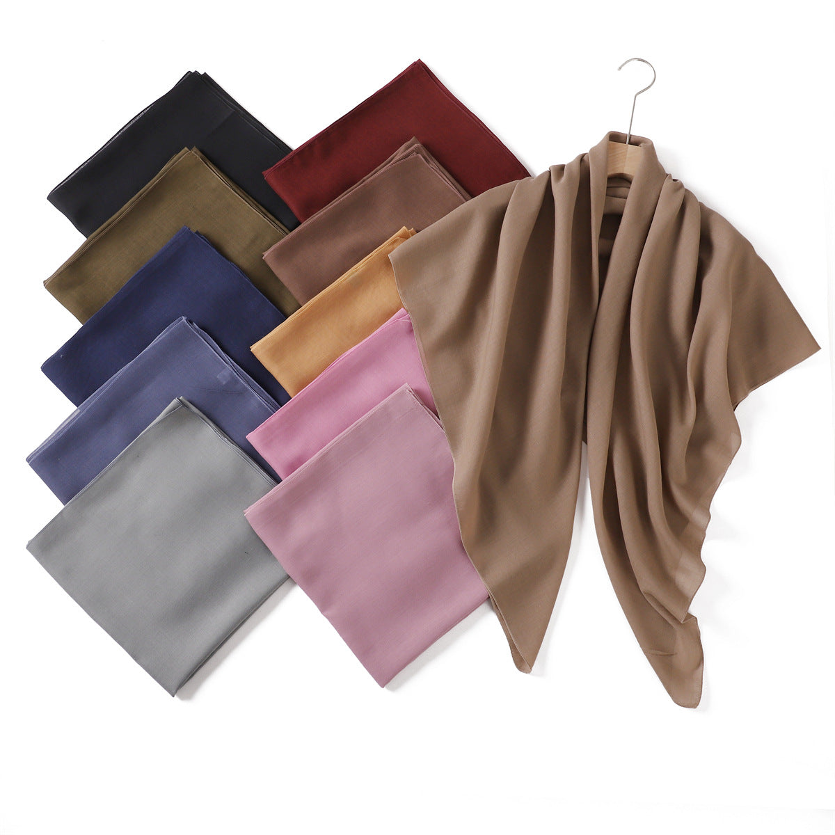 Hijab Kopftuch quadratisch 110 cm Polyester schwarz einfarbig Damen Tuch leicht