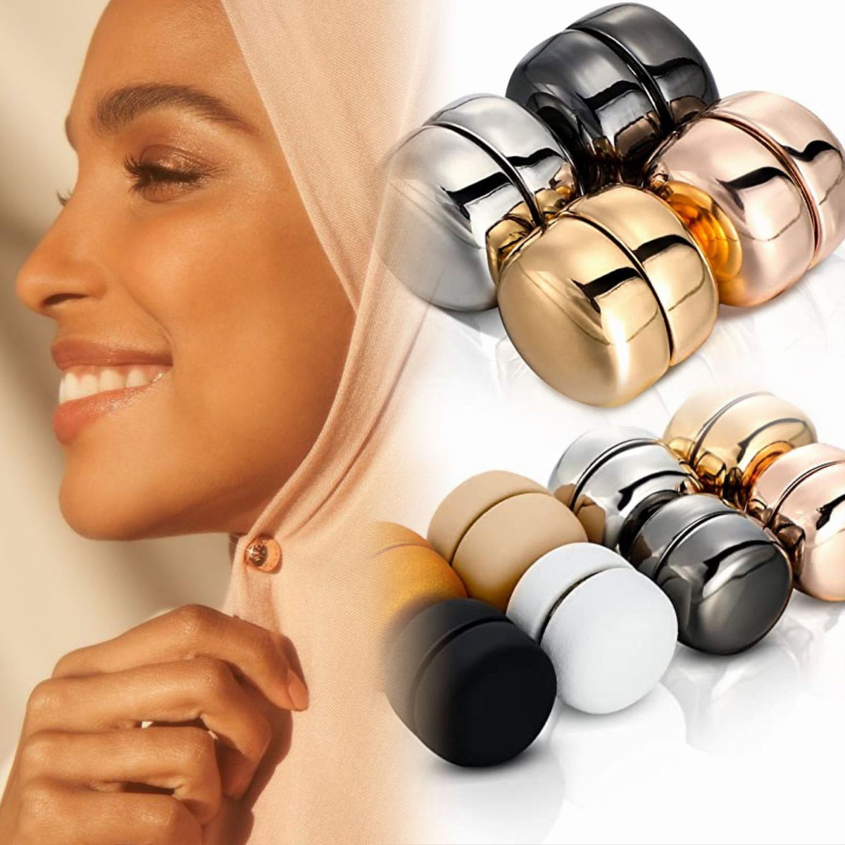Hijab Magnet Clip 2er Set Schal Tuchverschluss ohne Nadel silber magnetisch
