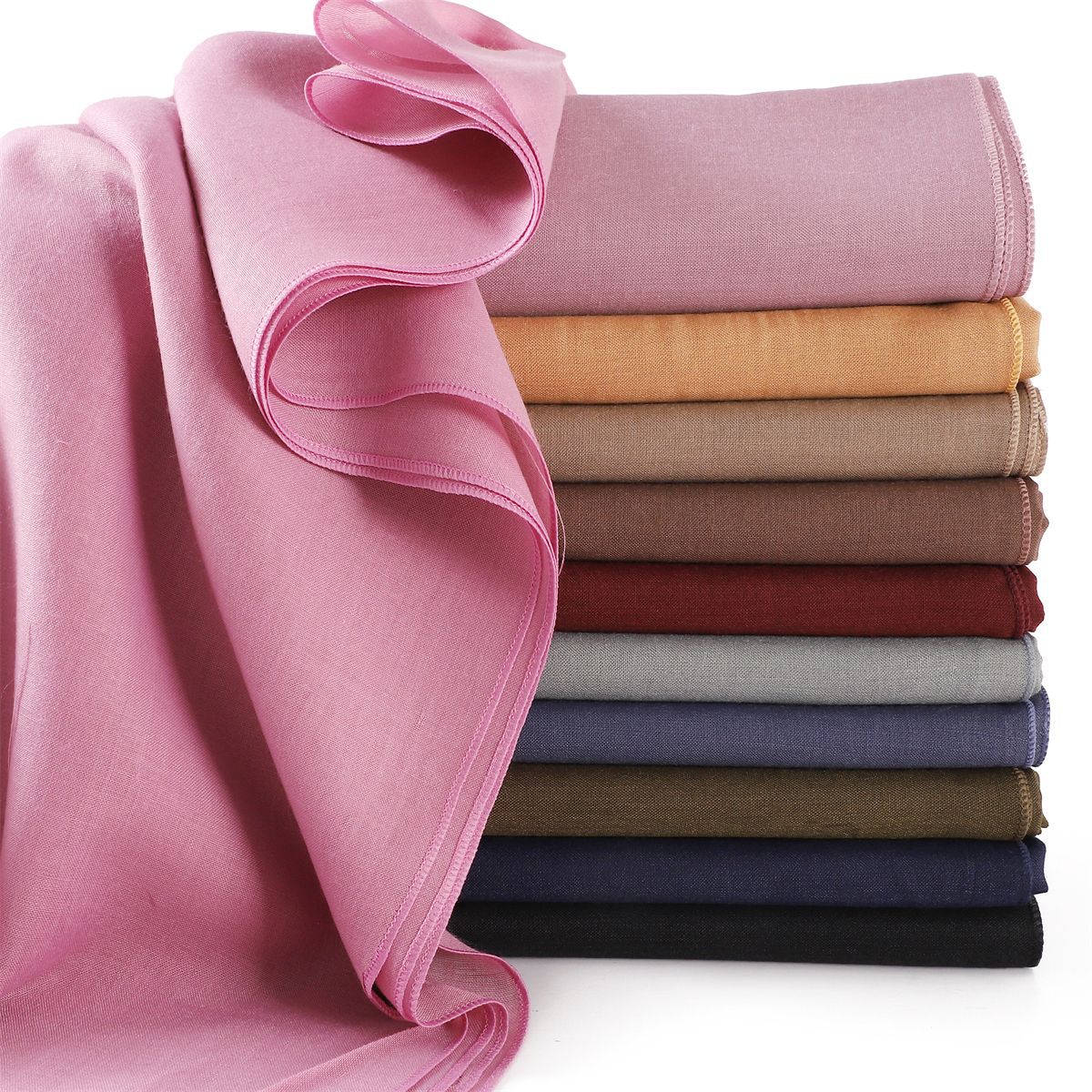 Hijab Kopftuch quadratisch 110 cm Polyester schwarz einfarbig Damen Tuch leicht