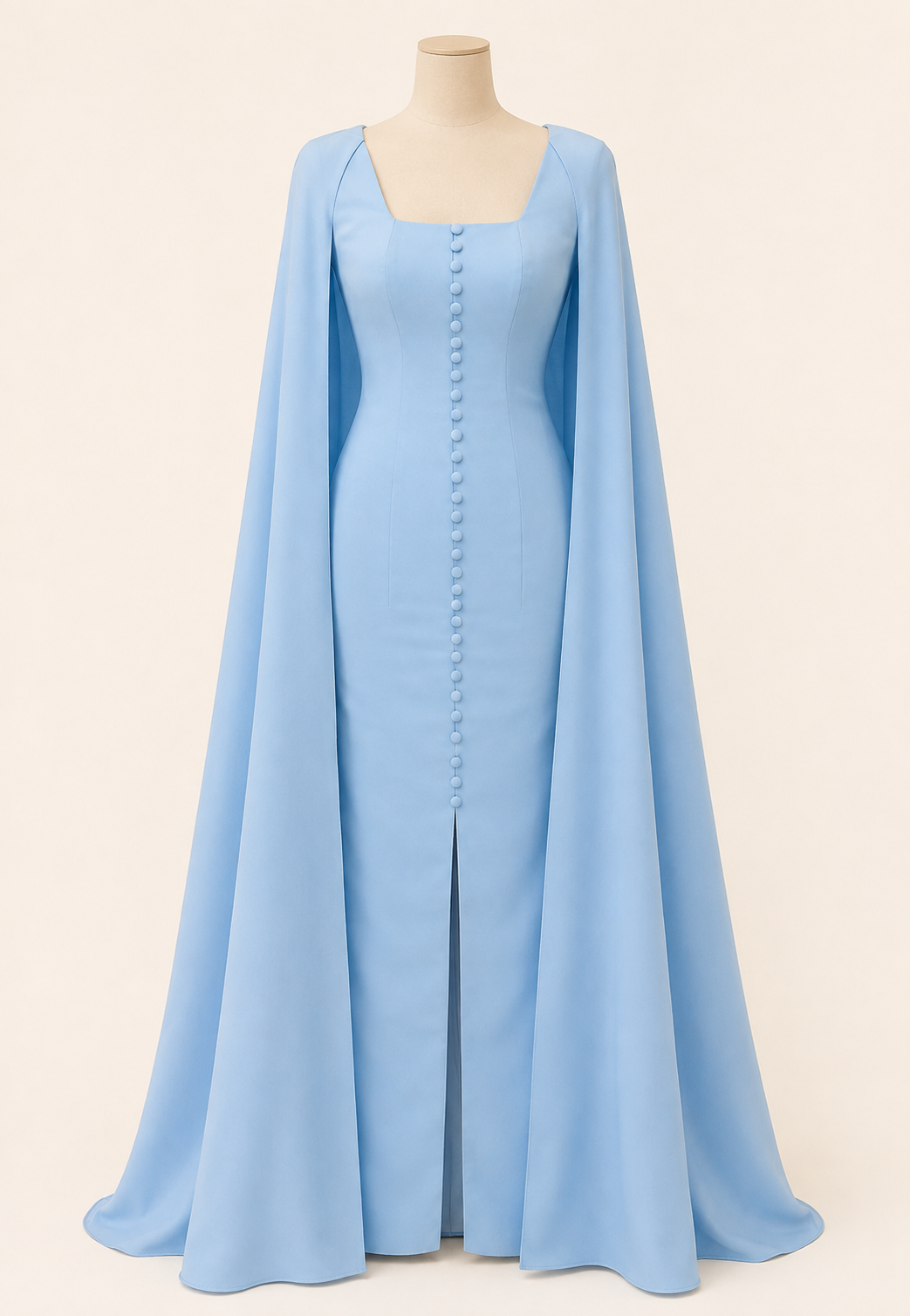 Powder Blue Cape-Abendkleid, Produktfoto
