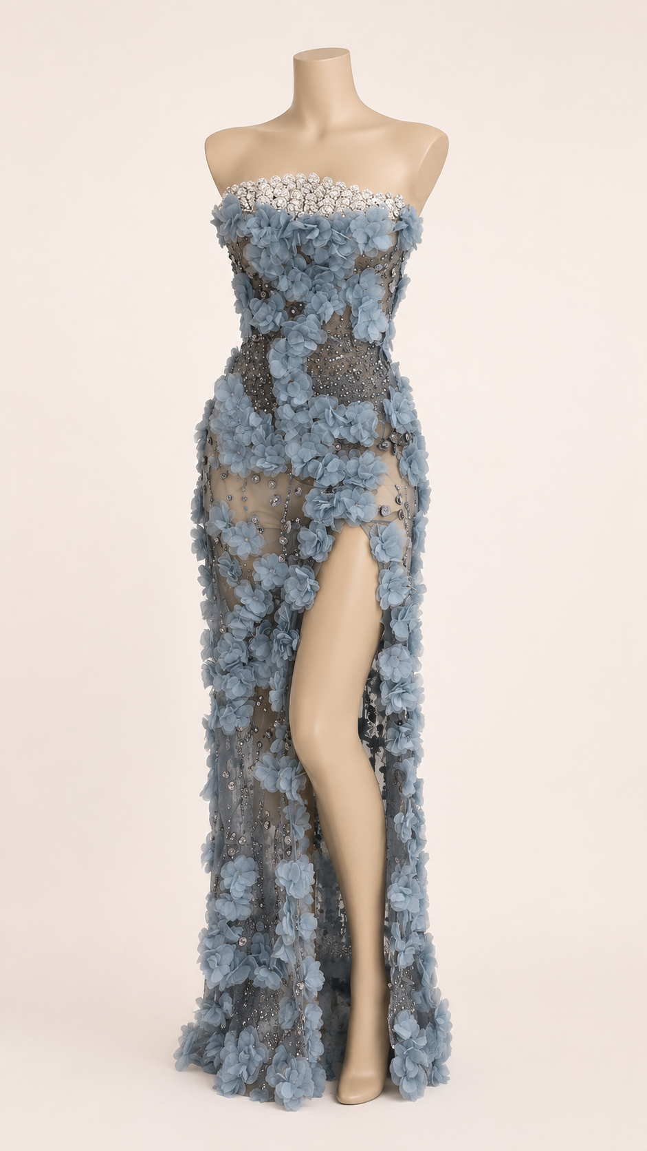 Sky Blue 3D-Blütenkleid, Produktfoto