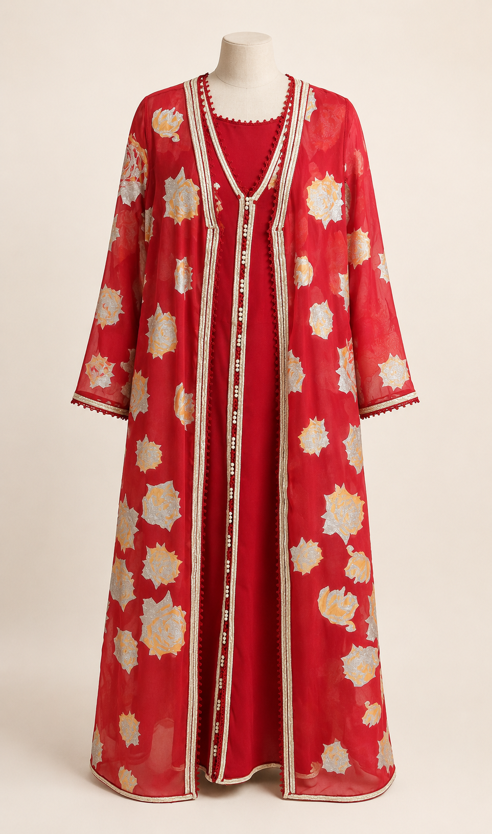 Cobalt Sky Abaya in Rot, Produktfoto