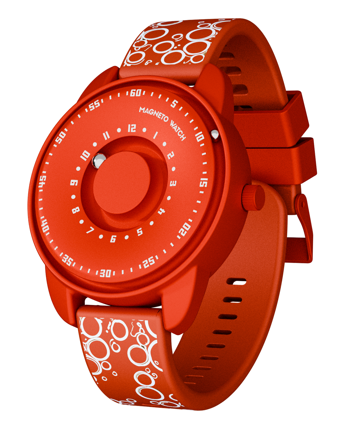 Kinderuhr Magneto Watch Bubbles Red Silikonarmband rot Magnetkugeln Lernuhr