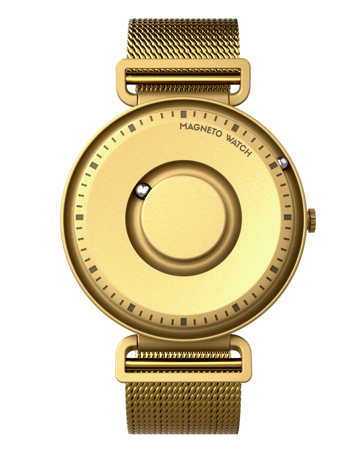 Armbanduhr Magneto Watch Fusion Gold Milanaise Edelstahl goldfarben Magnetkugeln