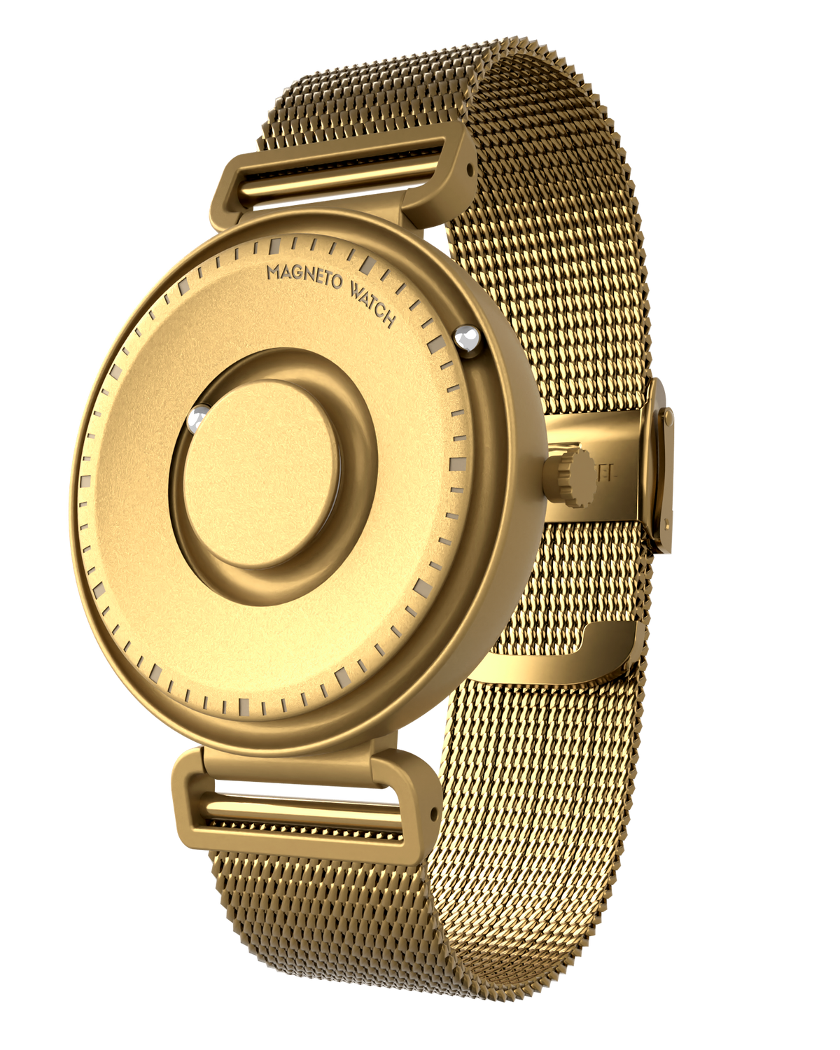 Armbanduhr Magneto Watch Fusion Gold Milanaise Edelstahl goldfarben Magnetkugeln