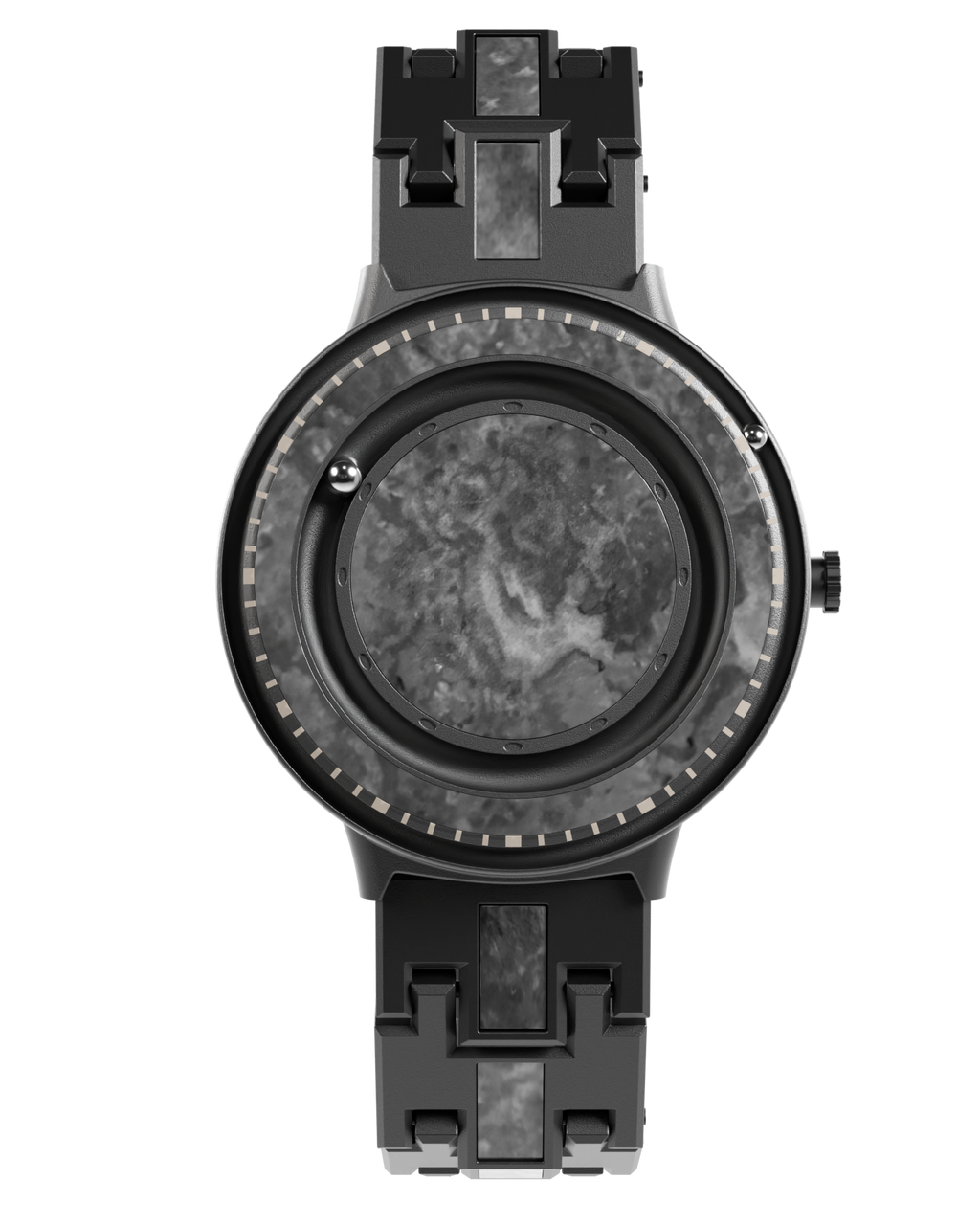 Herrenuhr Magneto Watch Marble Black Automatik 42 mm Marmor Edelstahl Glasboden