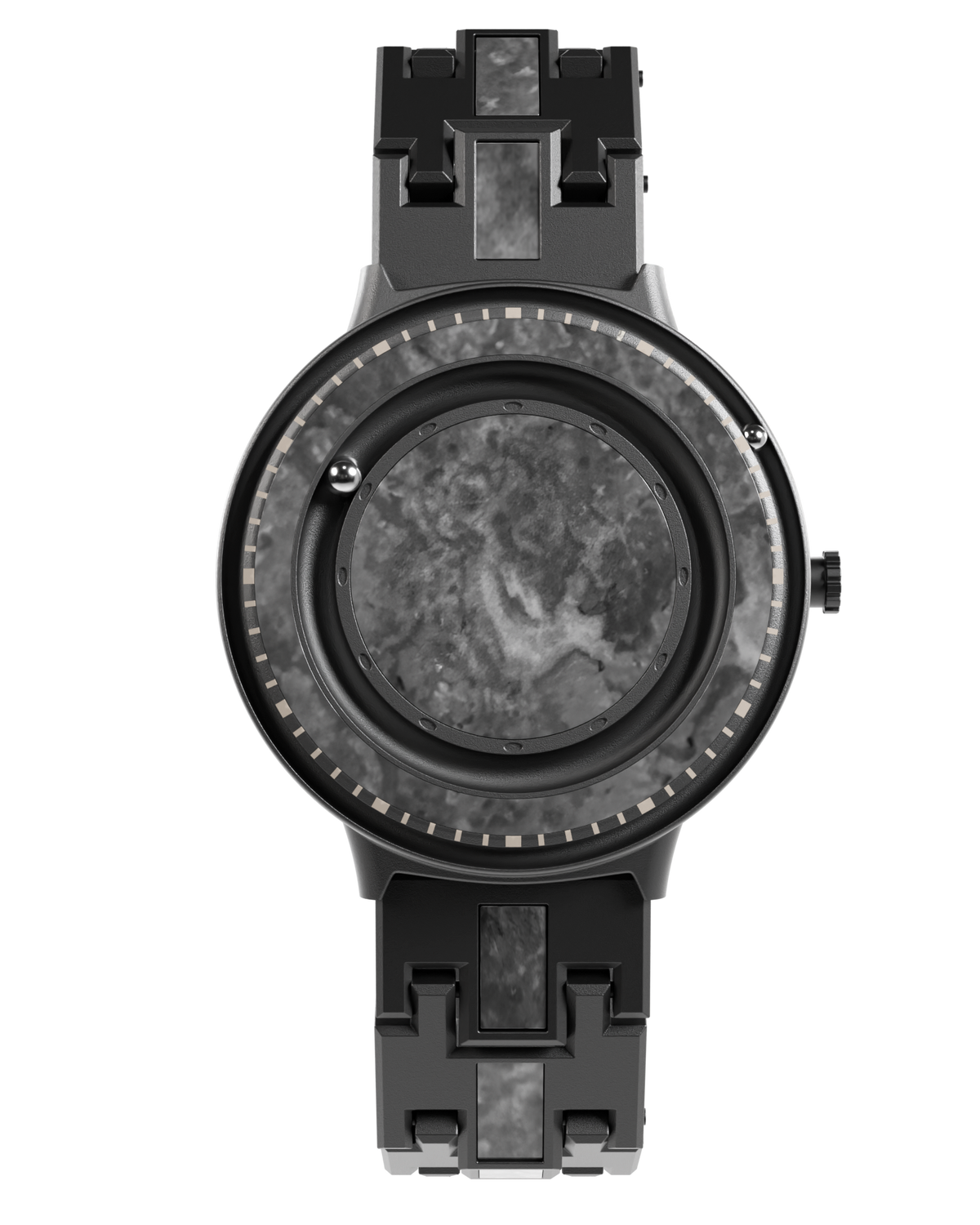 Herrenuhr Magneto Watch Marble Black Automatik 42 mm Marmor Edelstahl Glasboden
