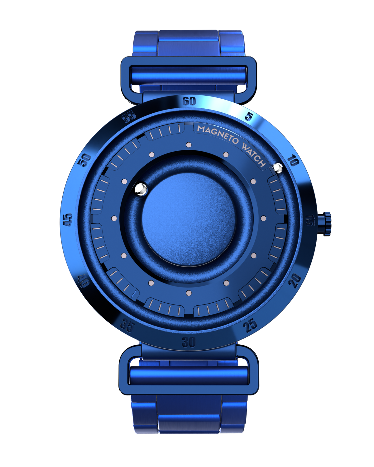 Armbanduhr Magneto Watch Nexus Blue 43 mm Edelstahlarmband blau Magnetkugeln