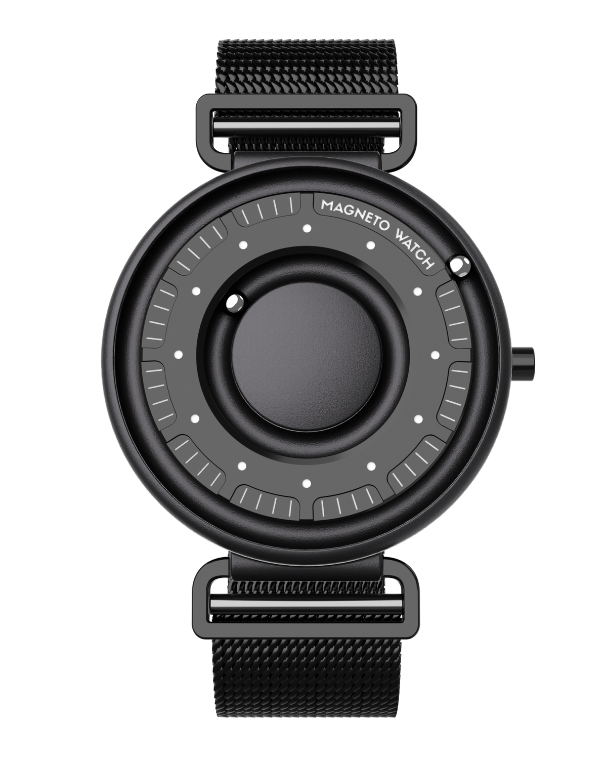 Herrenuhr Magneto Watch Primus Black 43 mm Milanaise schwarz Magnetkugeln