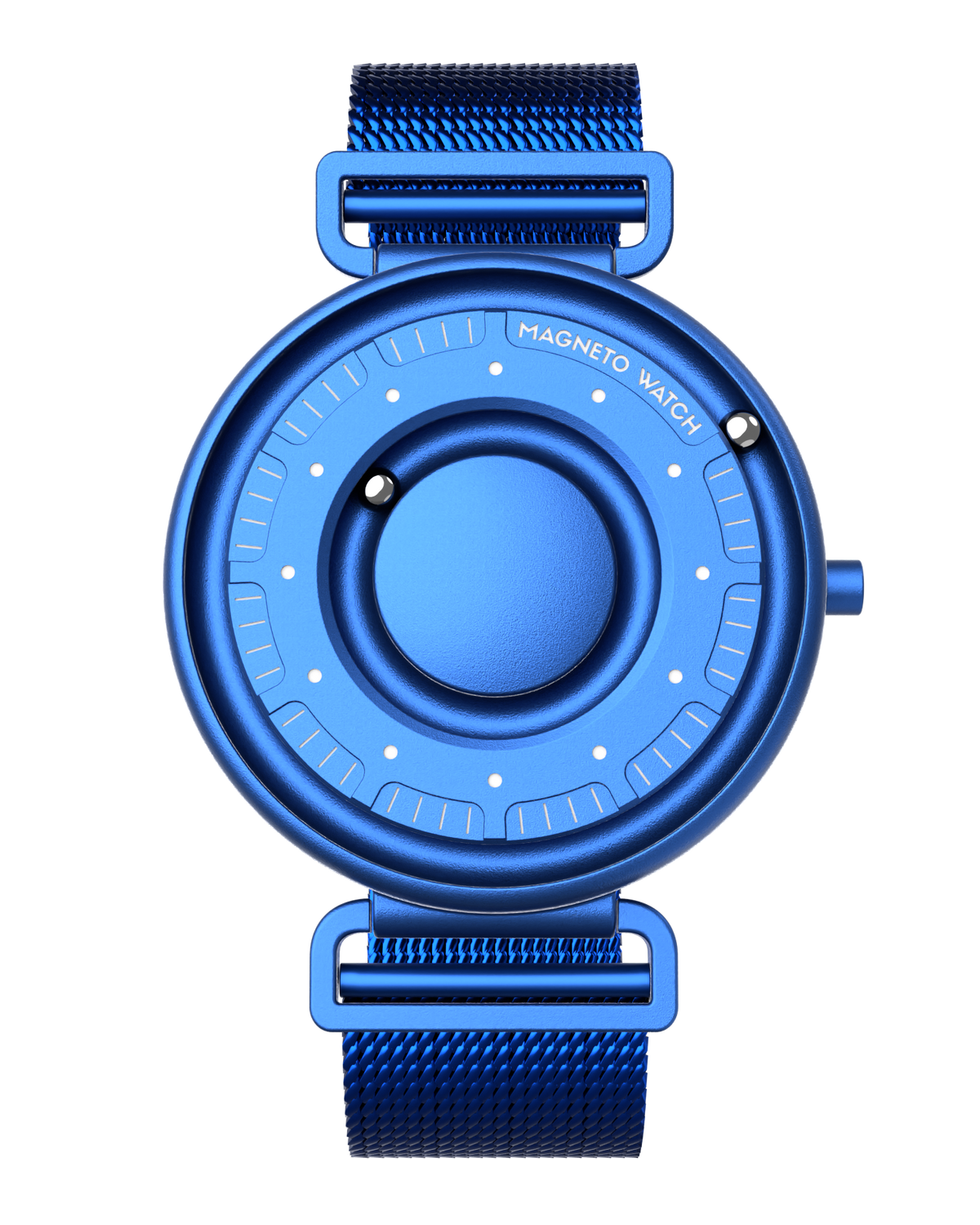 Herrenuhr Magneto Watch Primus Blue 43 mm Milanaise blau Magnetkugeln