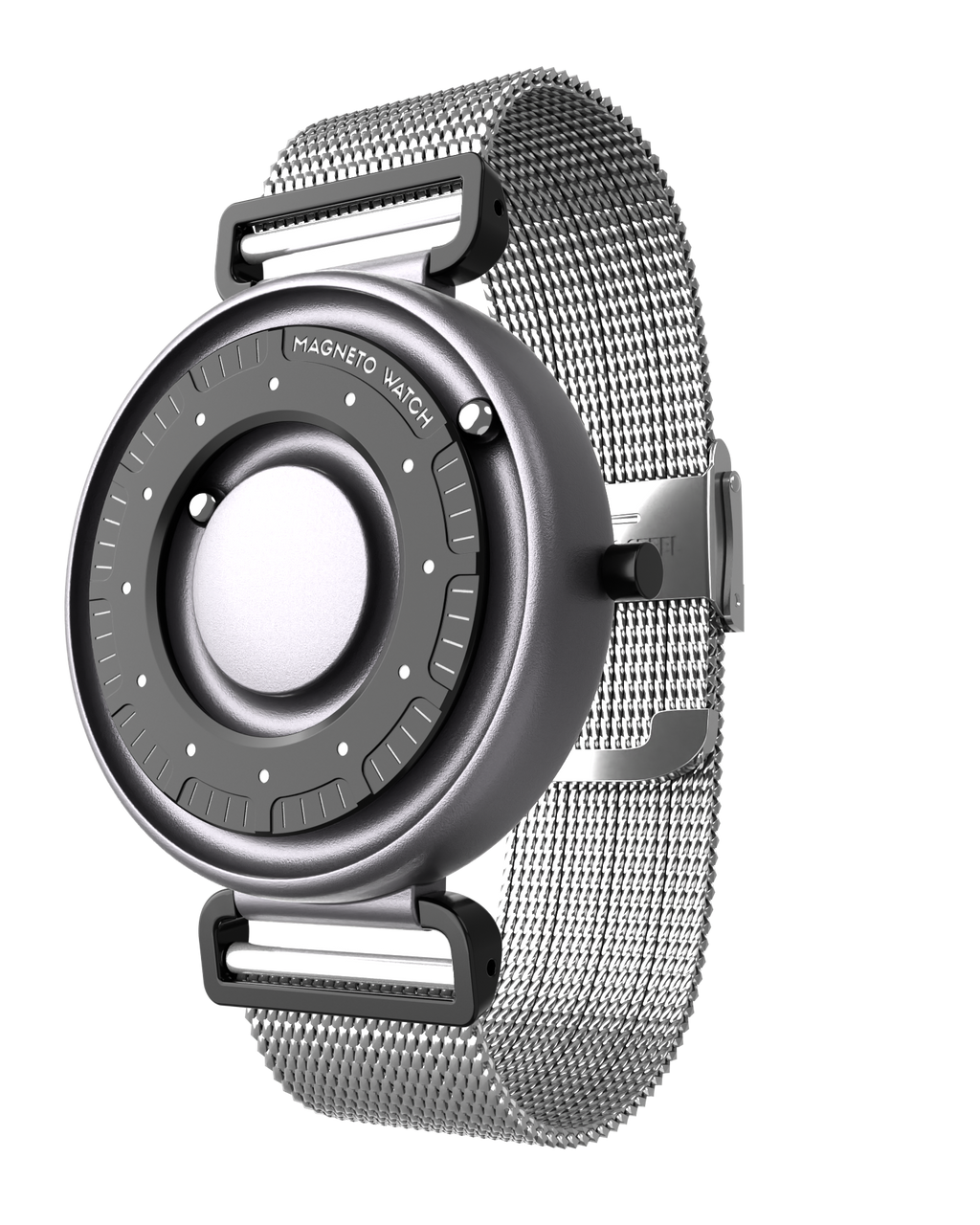 Herrenuhr Magneto Watch Primus Titan titangrau Milanaise silber Magnetkugeln
